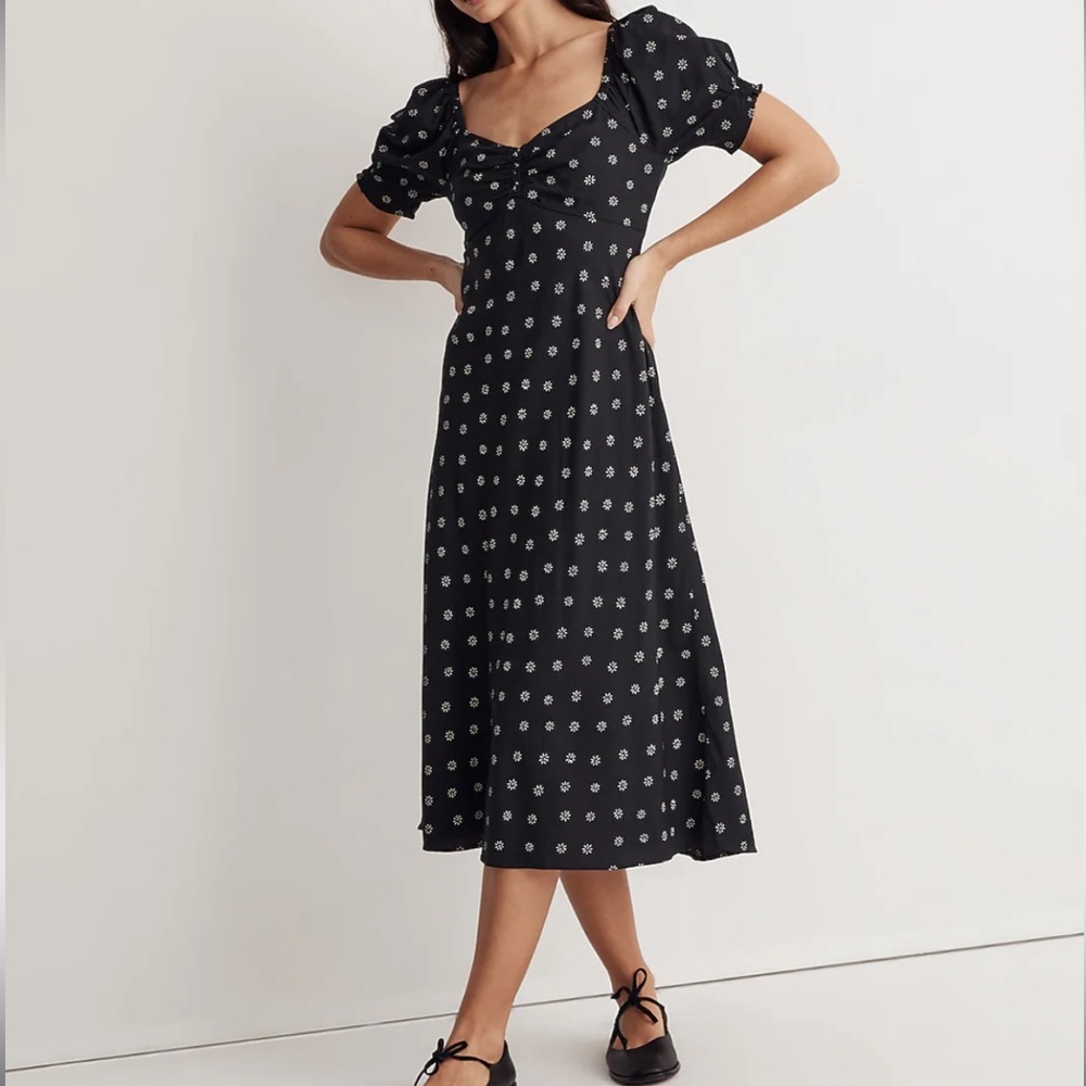 Madewell Black and White Midi Dress NWT